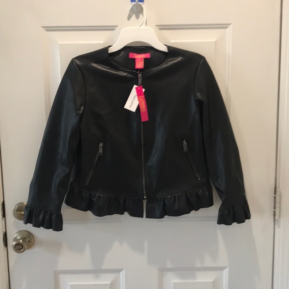 Faux Leather Peplum Ruffled Leather 
